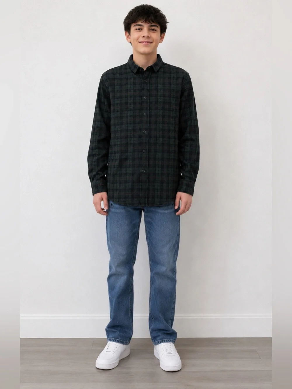 Eighty Eight Soft Plaid Button Down Shirt Stretch Cozy Flannel Green Size 18